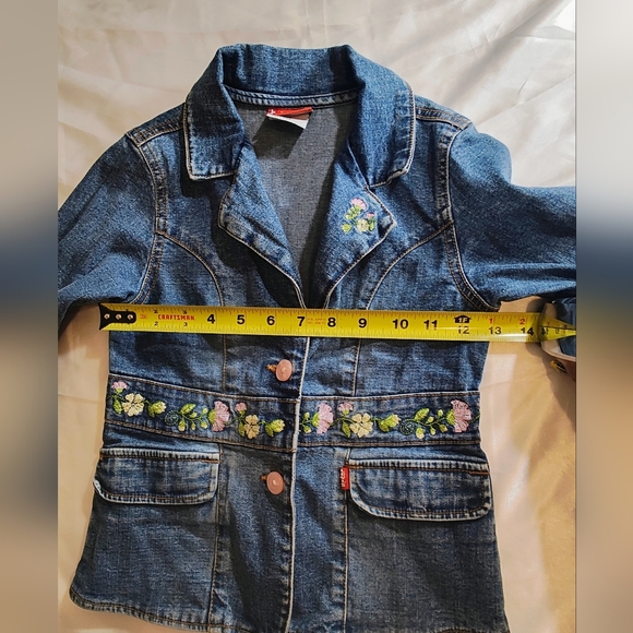 Embroidered Denim Jacket with Floral Accents - Picture 14 of 16